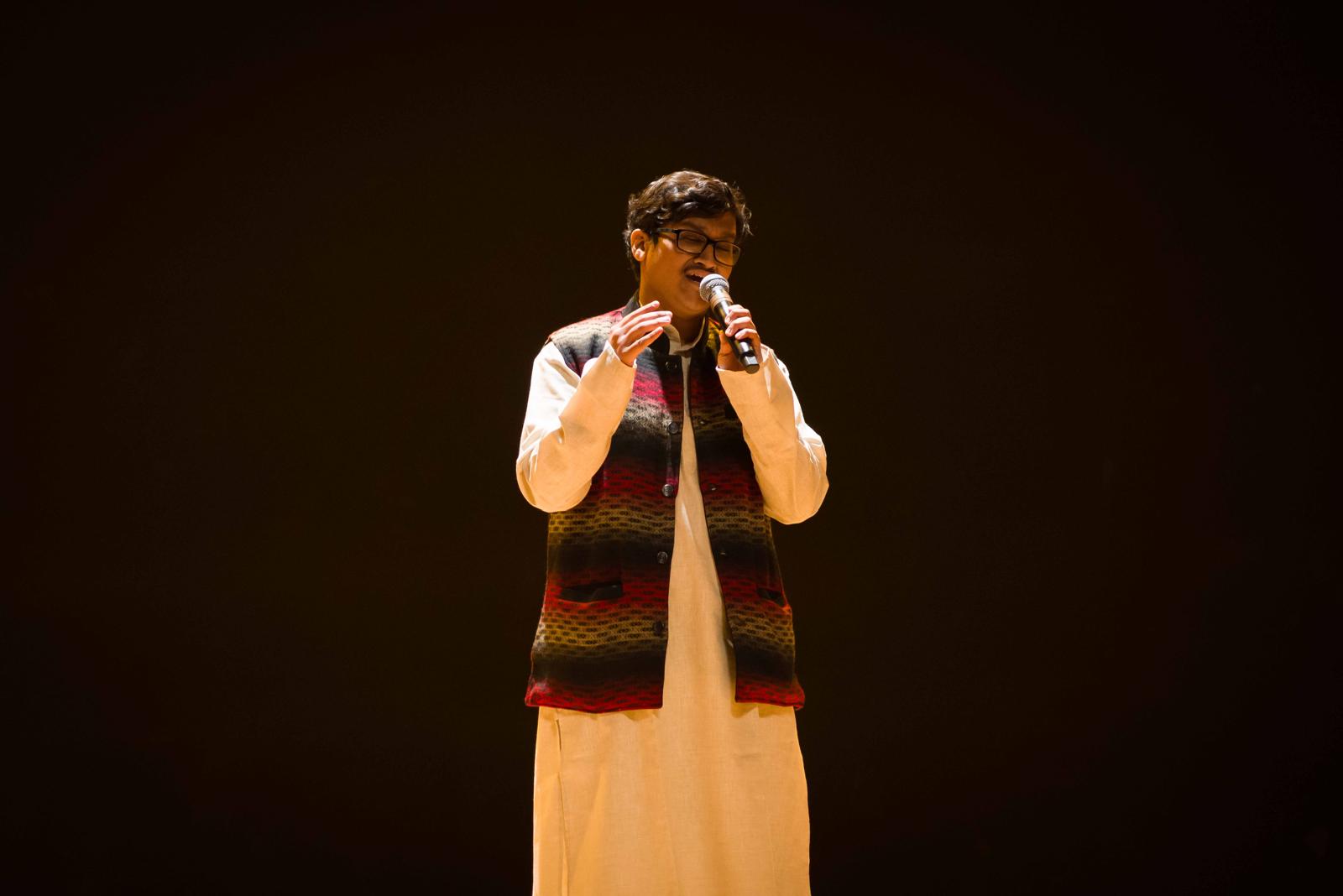 Shubhankar performing as a singer